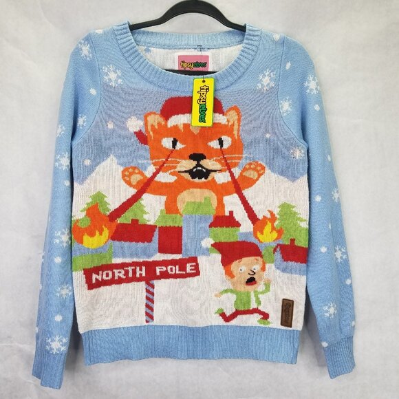 Tipsy Elves Other - Tipsy Elves Sweater Adult S Laser Cat Eyes Crewneck Ugly Christmas Party Contest